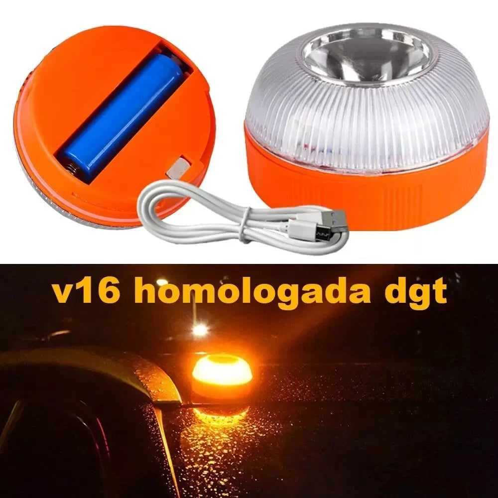 Luz De Emergencia V16 Homologada por DGT - Recargable USB con Imán